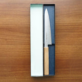ITTOSAI-KOTETSU POWDERED HSS SUPER GOLD (SG2) PETTY-UTILITY KNIFE (DOUBLE EDGED) OAK HANDLE 150MM