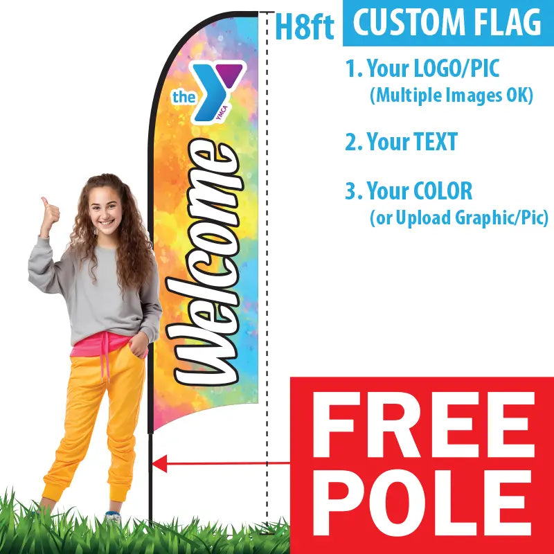 Feather Flag with Pole - 8 ft