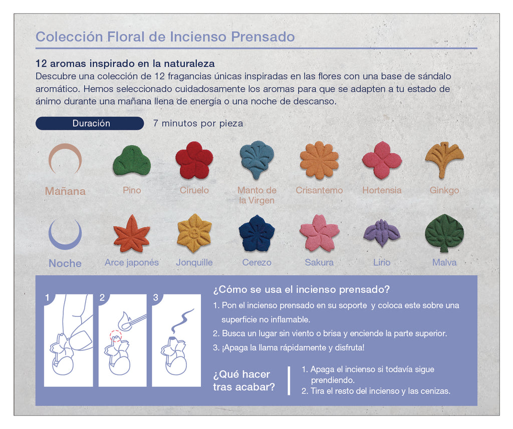 Pressed Incense Catalog in Spanish