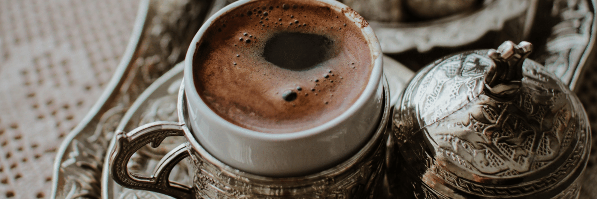 coffee in a decorative mug
