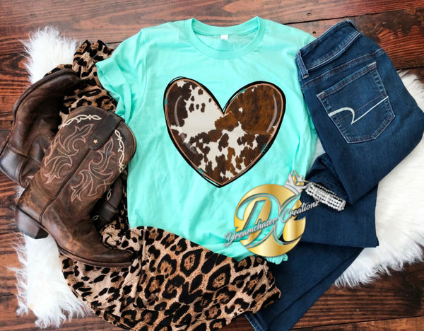 Cow Hide Heart Shirt – DreamChaser Creation