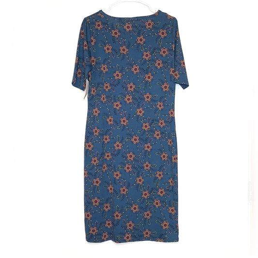 LuLaRoe Womens Size 2XL Blue Floral Print Julia Dress Scoop Neck S
