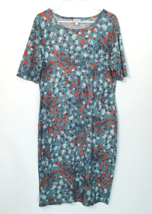 LuLaRoe Womens Size XL Orange Floral Print Julia Dress Scoop Neck S/s –  Parsimony Shoppes