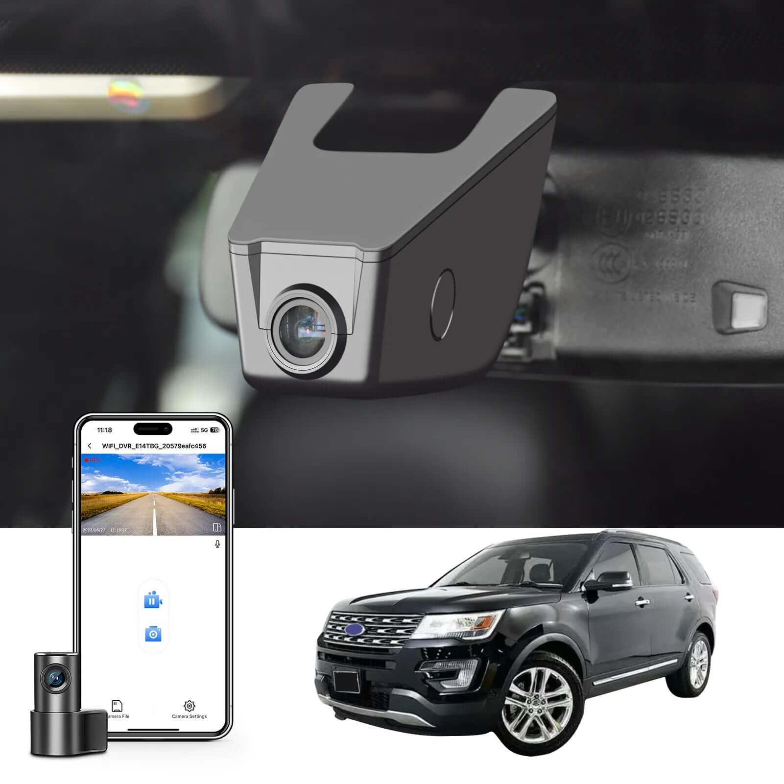Mangoal Front 4K & Rear 1080p Dash Cam Custom for Ford Explorer U502 2011-2019, Base XLT ST_Line Limited Timberline Platinum King Ran(Model B), UHD 2160P Video, WiFi & App, 128GB Card