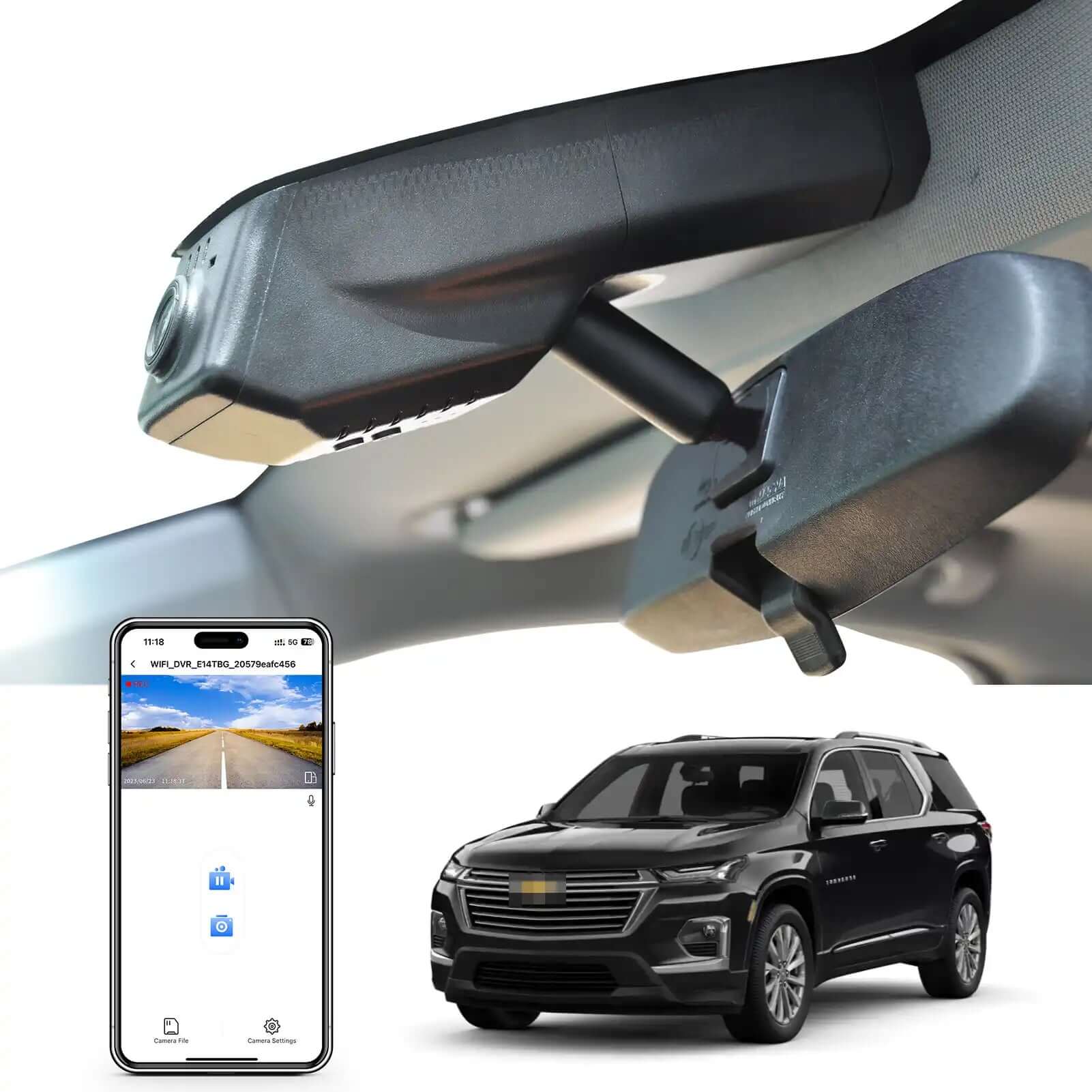 4K Dash Cam Custom fit for Chevy 2th Gen Traverse 2016-2023 (Model B), L LS Cloth LT Leather RS Premier High Country, OEM Look, UHD 2160P Video, WiFi & App, Easy to Install, 128GB Card