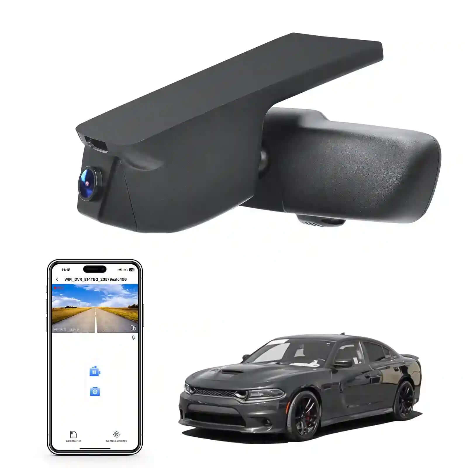 4K Dash Cam Custom Fit for Dodge Charger 2015 2016 2017 2018 2019 2020 2021 2022 2023(Model A),GT R/T SRT Hellcat Widebody SXT Scat Pack,Integrated OEM Look,UHD 2160P,WiFi & App,64GB Card