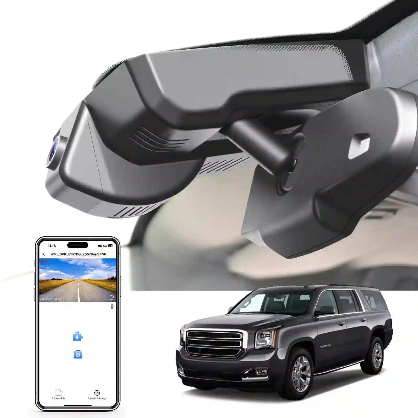Mangoal 4K Dash Cam Custom fit for GMC 4th Gen Yukon, Yukon XL 2015 2016 2017 2018 2019 2020 (Model D), SLE SLT Denali, Integrated OEM Look, UHD 2160P Video, WiFi & App, Easy to Install, 64GB Card