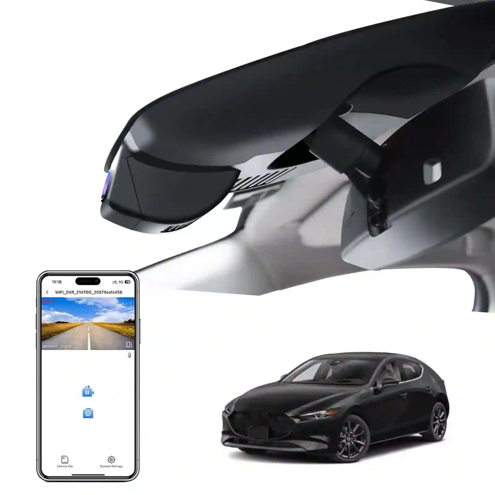 4K Dash Cam Custom fit for Mazda 3 2019 2020 2021 2022 2023(Model A), UHD 2160P Video, Free App & WiFi, 64GB Card