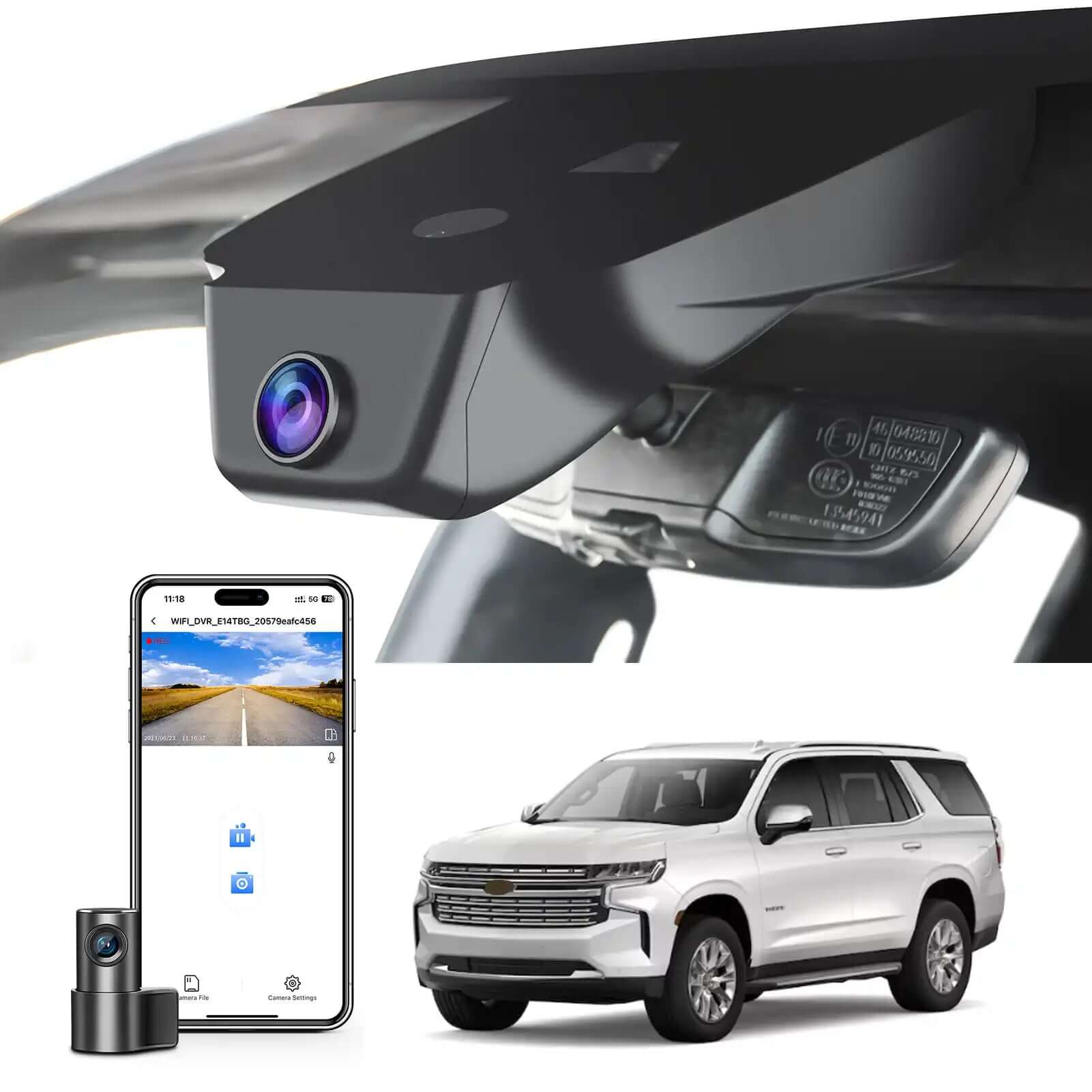 Mangoal Front 4K & Rear 1080P Dash Cam Custom fit for Chevy 12th Gen Suburban 2023-2025, 5th Gen Tahoe 2023-2025, (Model A) LS LT RST Z71 Premier High Country, Integrated OEM Look, Loop Recording, 128GB Card