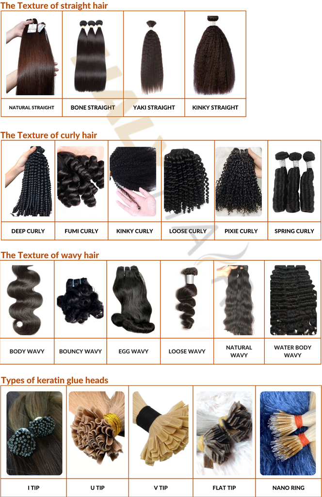 Texture and types of keratin glue heads