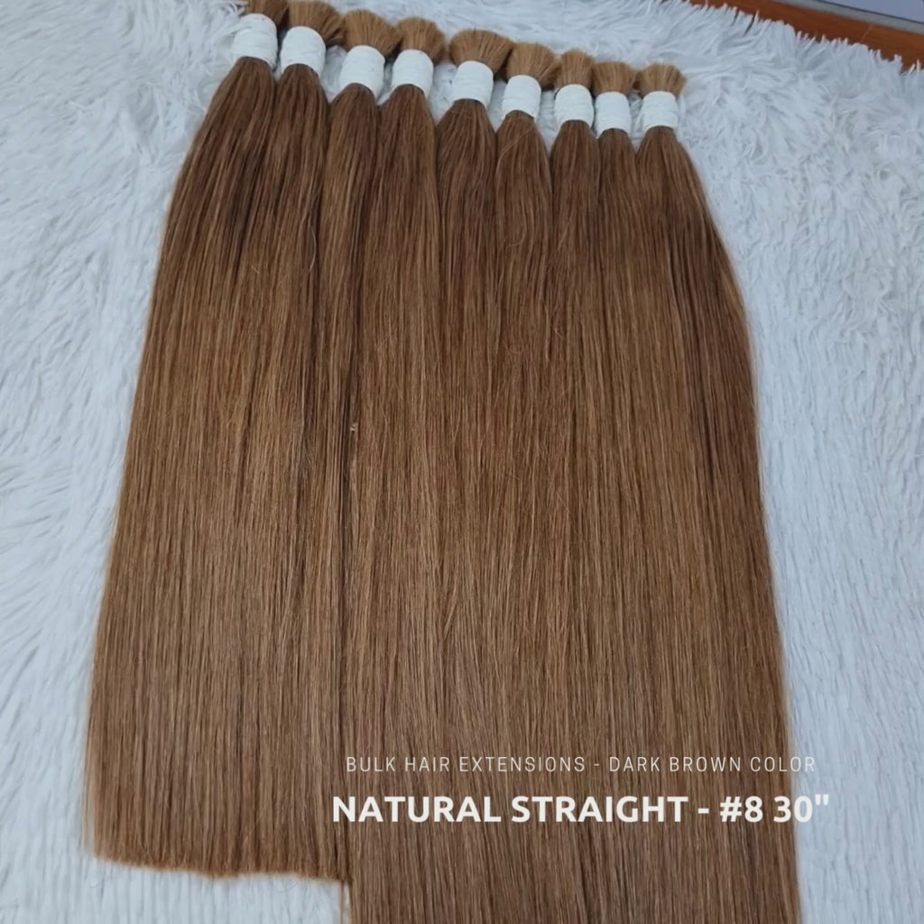 Human Hair Natural Black Straight Bulk Hair Extensions for