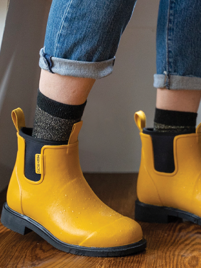 Yellow Wellies // Mustard Yellow & Black Wellington Boots – Merry People UK