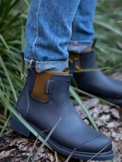 Navy Wellies // Oxford Blue & Tan Wellington Boots – Merry People UK