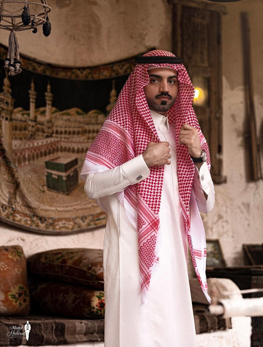Premium White Saudi style Shemagh/Keffiyyah Arab Men's Scarf