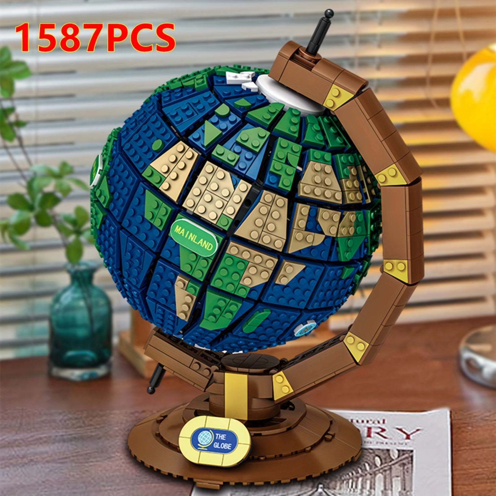 1587pcs Mini Simulative Globe Building Toy, World Map Globe Model, Instrument Assembling Building Blocks, Creative Ornaments, Intelligence Building Blocks, Science Education Toys