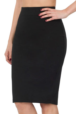 Zenana Premium Cotton Basic Knee Skirt - SHOP@SHOPSYDNEYSUE.COM      ***                 Shop Sydney Sue