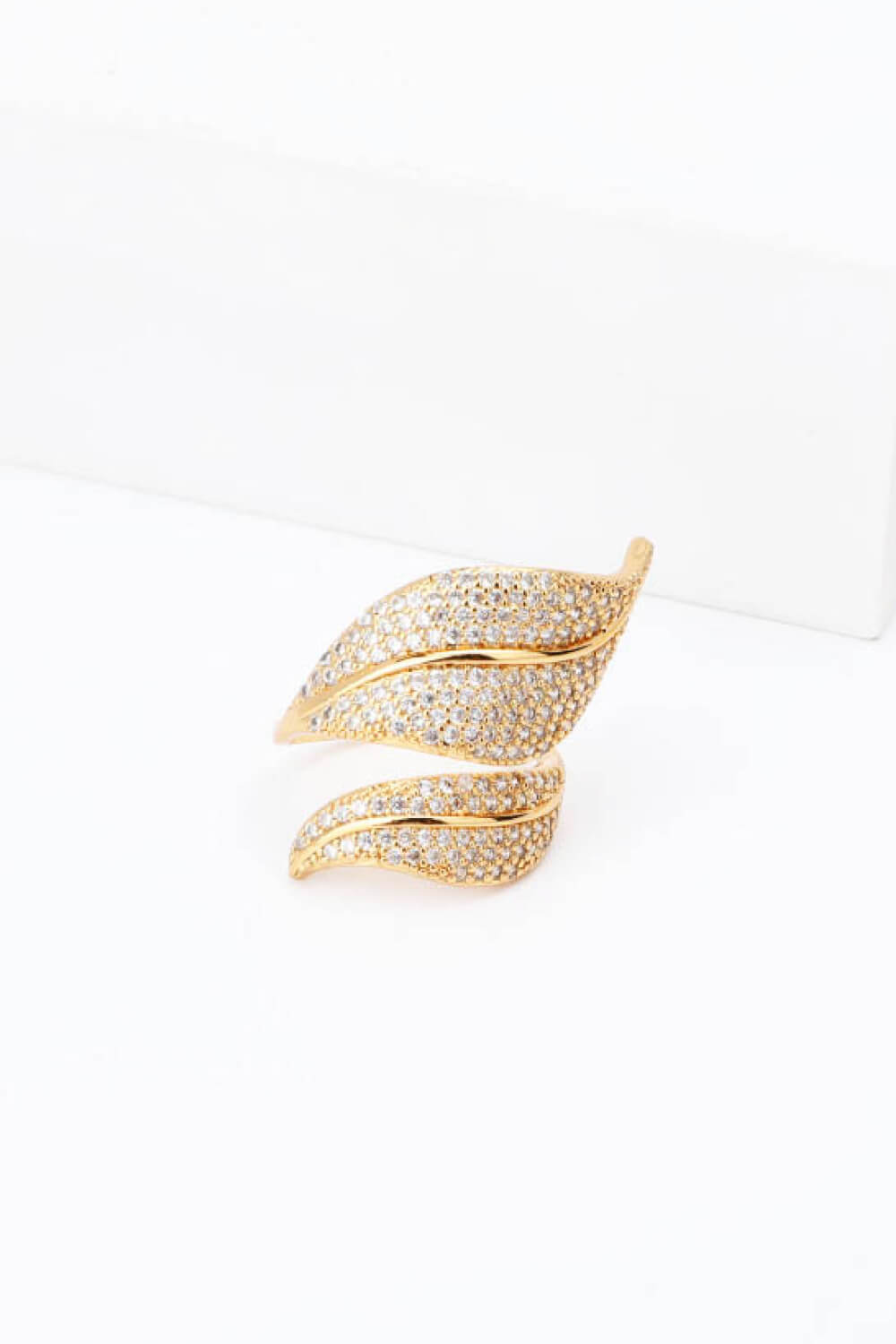 Cubic Zirconia Leaf Design Bypass Ring