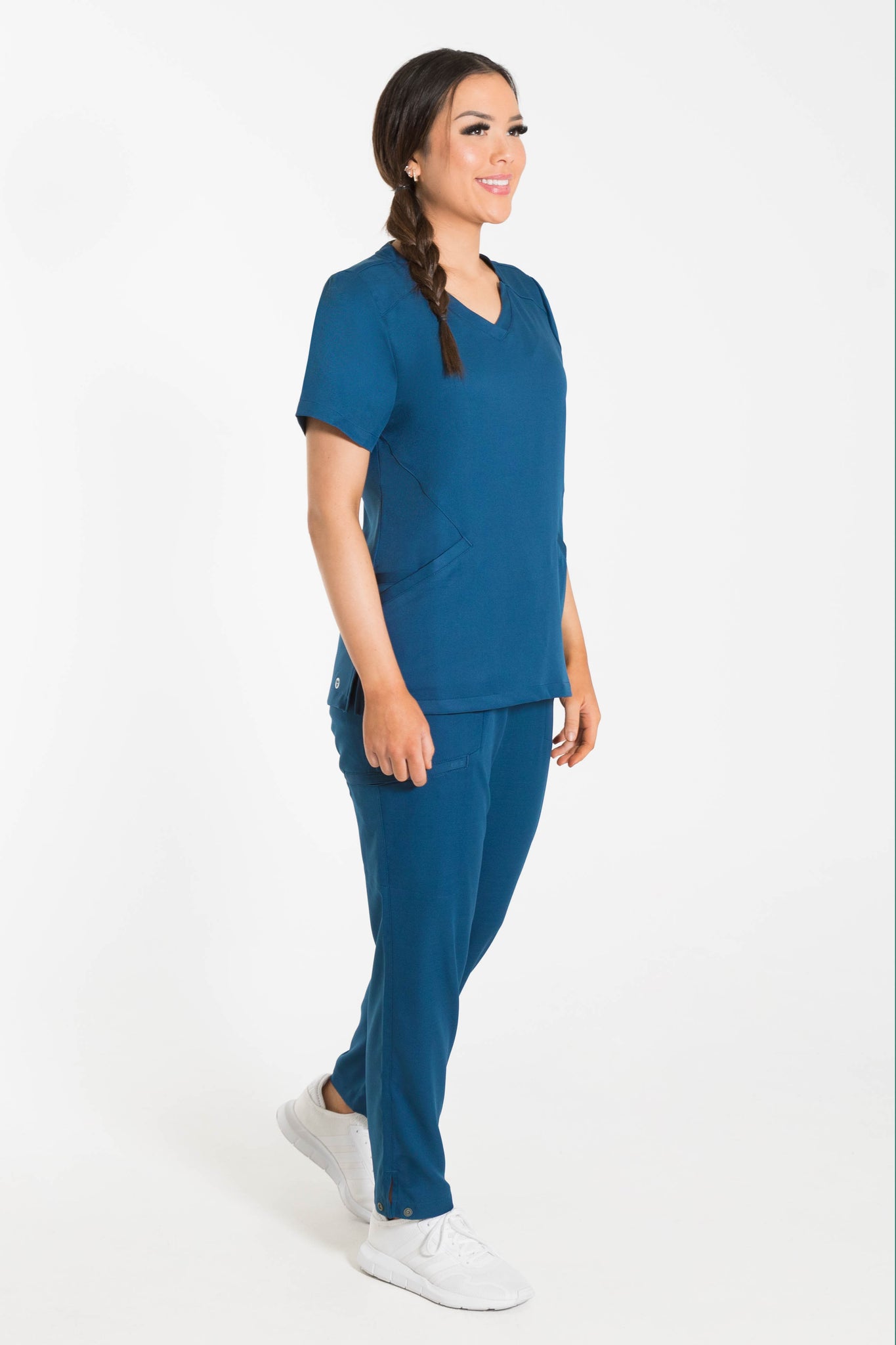 Scrubs top Soft Strech, blue sapphire + turquoise, BE4-N2