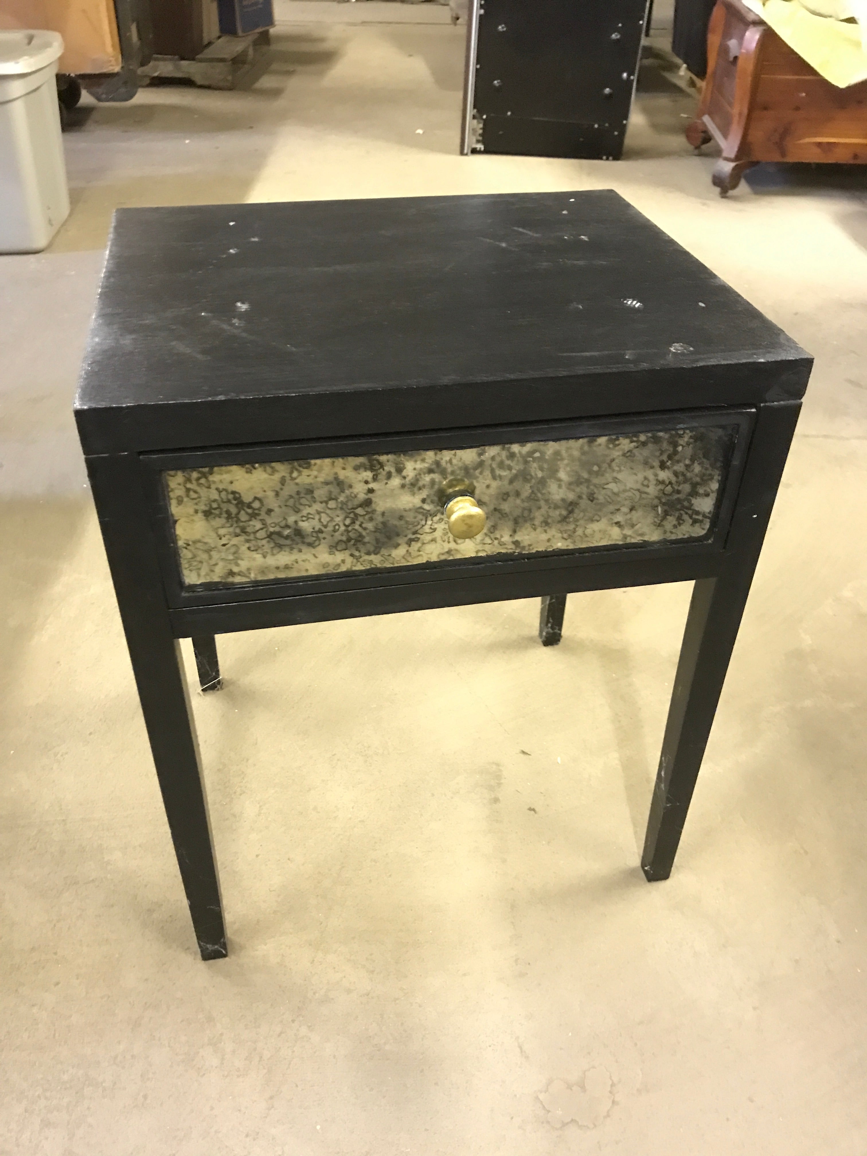 Black Mirrored Drawer Side Table