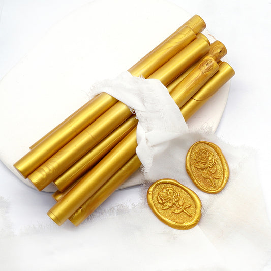 Oyster' - Champagne Gold Glue Gun Sealing Wax Sticks - Single Stick –  Heirloom Seals
