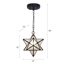 Load image into Gallery viewer, 12 Inch Moravian Star Pendant Light with Stained Glass Shade Tiffany Style Lamp Z06D12V
