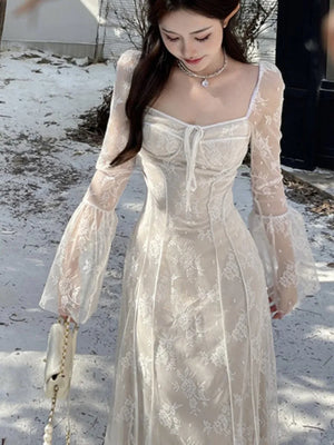 Advbridge New Spring Fashion Dress Elegant Party Dresses For Women Luxury Vintage Solid Bodycon Slim Lace Vestidos Female Prom Robe Mujer - advbridge