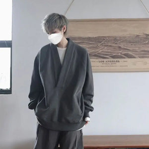 Advbridge New Spring and Autumn Fashion Simple Trendy Men's V-Neck Loose Casual Small Puppy Handsome Lazy Men's Oversize Sweater - advbridge