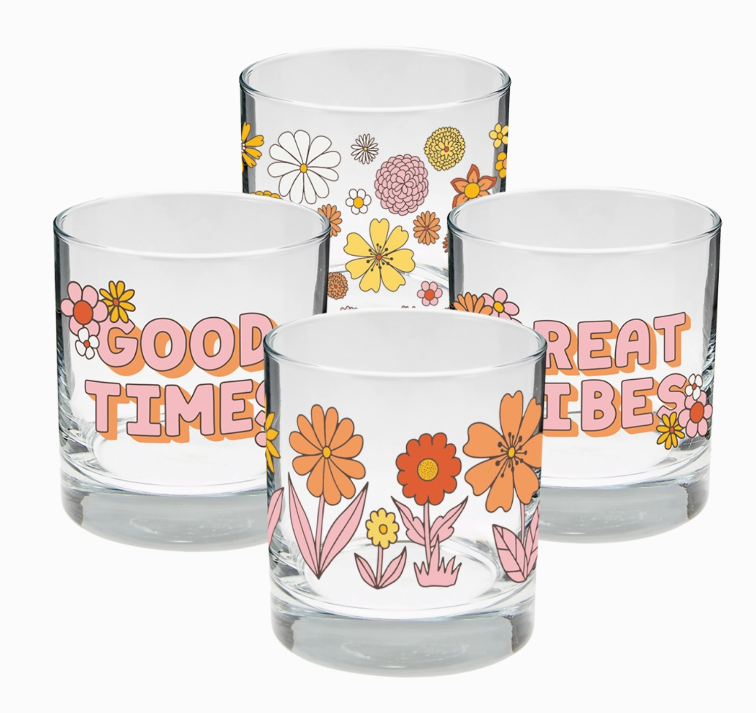 Flower Power Rocks Glass Set