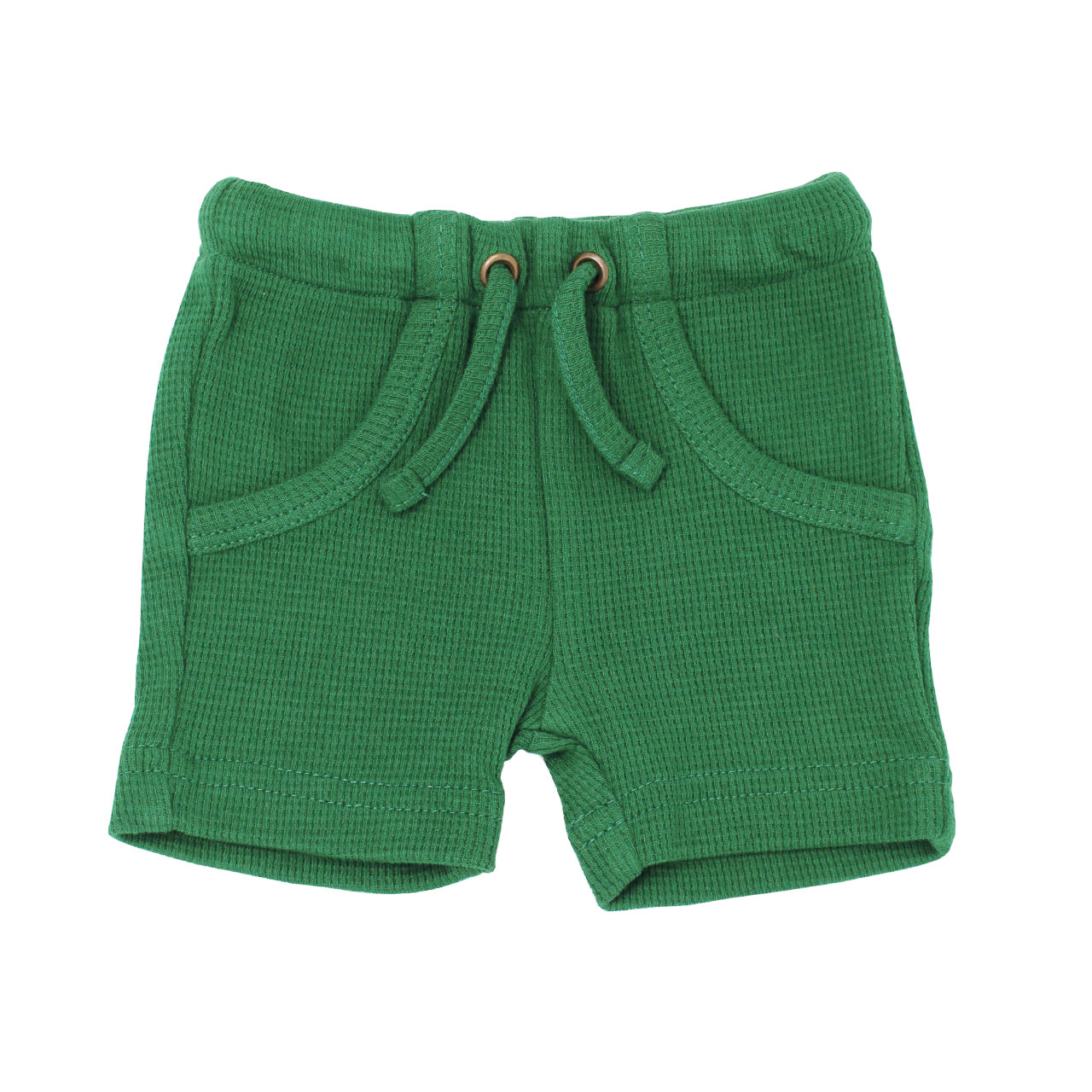 Organic Thermal Kids' Bike Shorts in Emerald, Flat