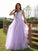 V-neck A-Line/Princess Applique Tulle Sleeveless Floor-Length Dresses