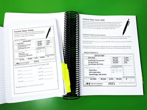 Printable PDF consumer math curriculum income taxes unit