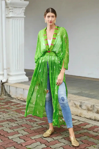 green kimono romper