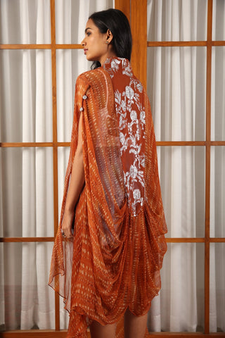 Burnt Orange Draped Kimono Jacket