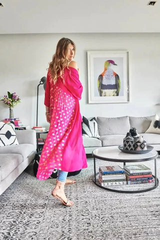 Hot Pink Two-Tone Kimono Duster