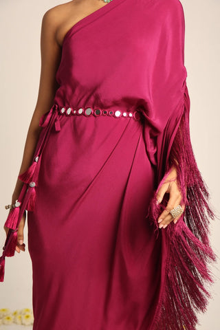 Magenta One Shoulder Kaftan