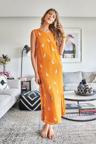 Mango Bandhani Sleeveless Maxi Dress