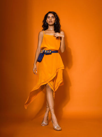 ORANGE LAYERED SLIP DRESS