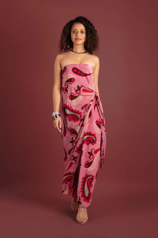 SORBET PAISLEY WRAP KNOTTED JUMPSUIT