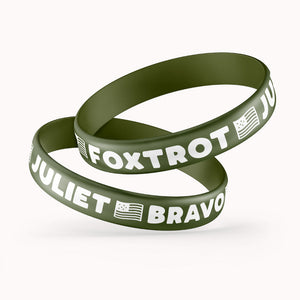 BiglyWellness 2 Wristbands (Save 15%) Foxtrot-Juliet-Bravo Wristbands - Green