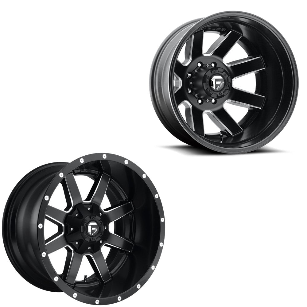 24x12 Fuel D538 Maverick Matte Black Milled 99-04 FORD DUALLY SUPER SINGLE Wheels 8x170 Set of 6 (Fits UP to 13.50 tire)
