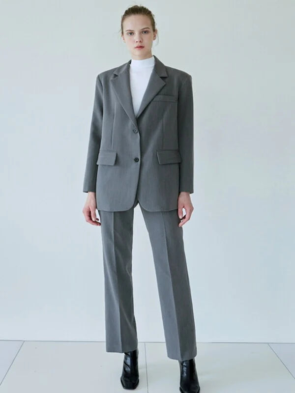 Grey Synthetic / Polyester Normal Slacks