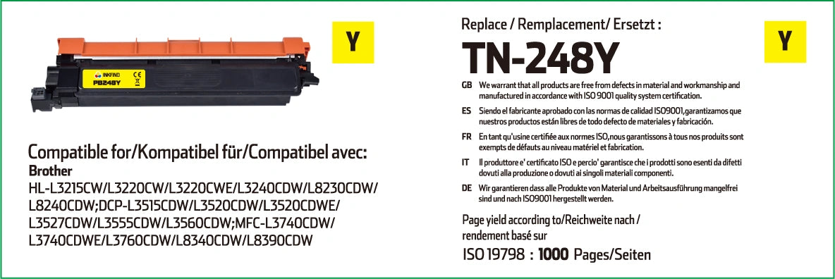 Cartouche toner jaune INKFIND compatible Brother TN-248Y