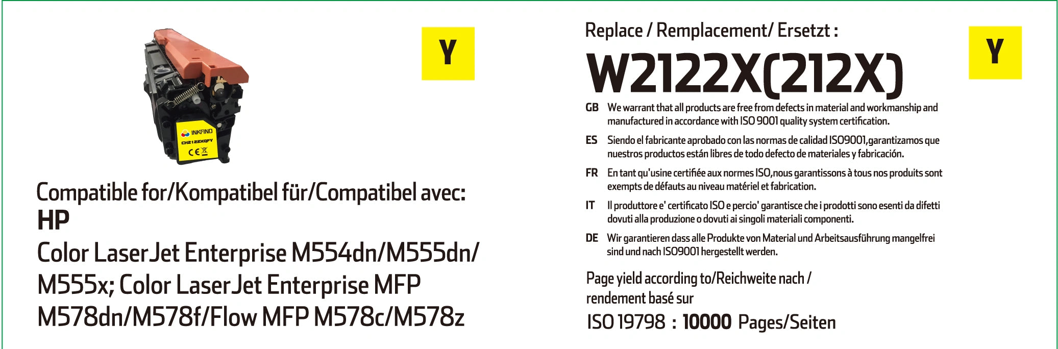 INKFIND HP 212X Yellow Toner Cartridge