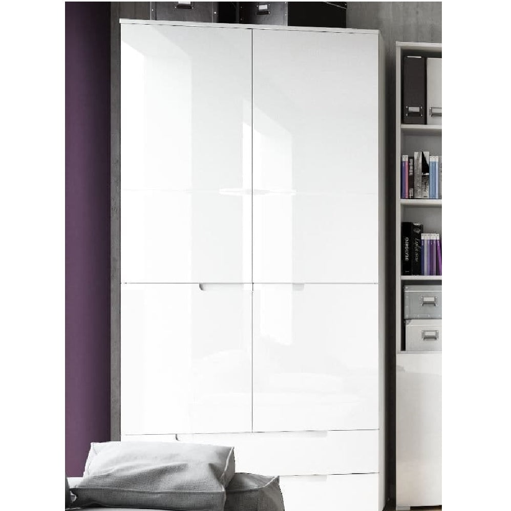 Straton Tallboy White Wardrobe with Drawers | Tallboys Direct ...