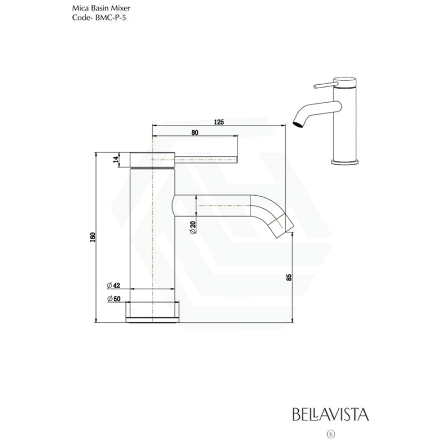 Bella Vista Mica Chrome Short Basin Mixer Tap Round Stainless Steel For Bathroom Mixers