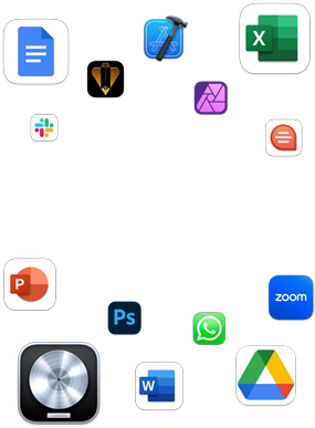 Diferentes íconos de apps coloridos muestra la gran variedad de apps que pueden usarse en macOS