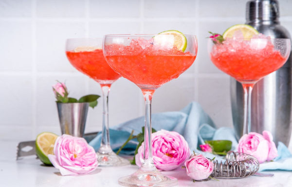 Rose and Raspberry Sparkler Mocktail.