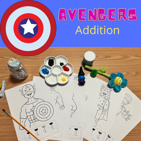 Avengers: Addition Color by Number Worksheet
