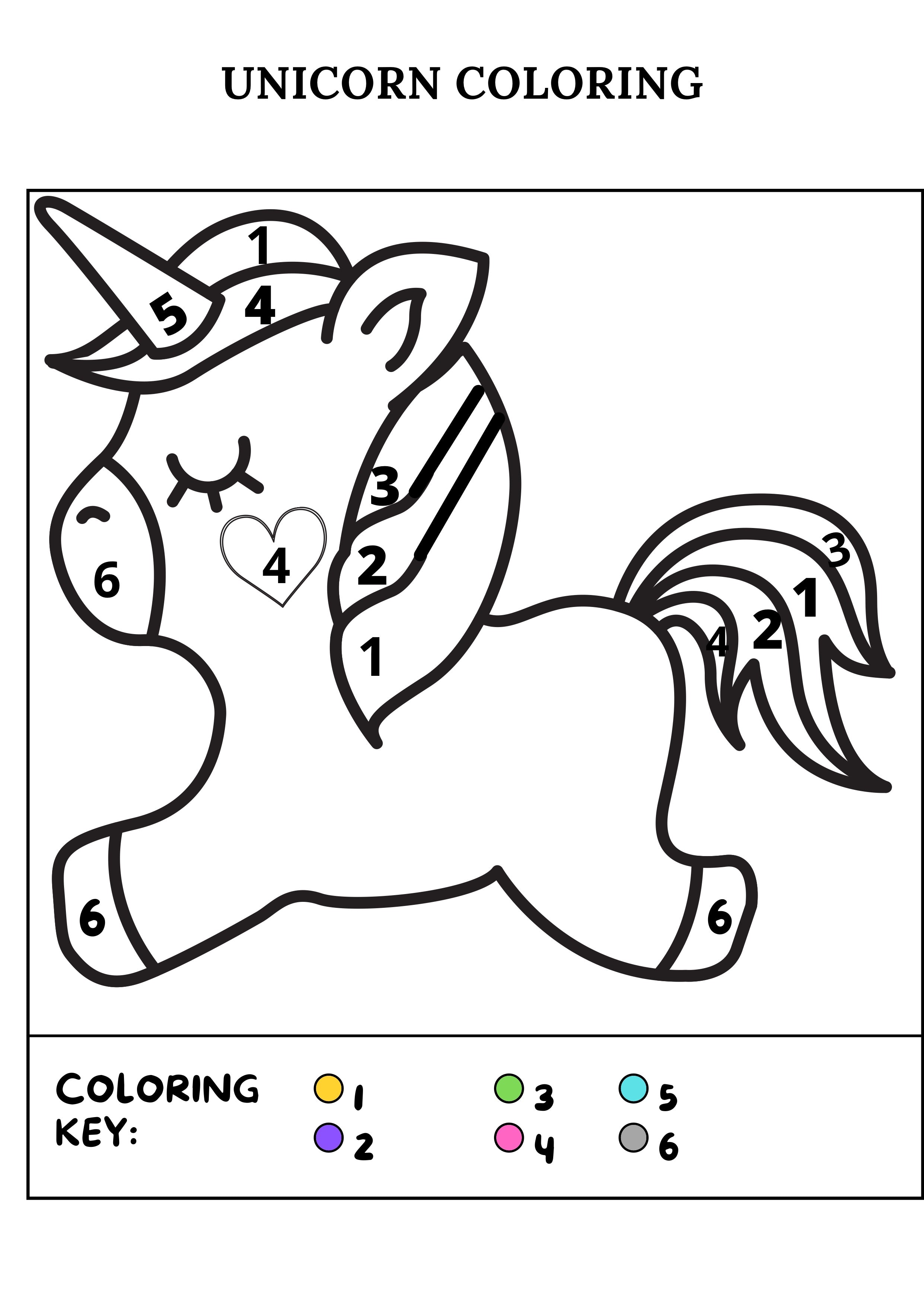 Color by Number Worksheets for Preschool Unicorn Coloring Pages