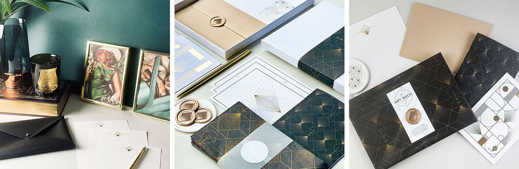 Creating our new Art Deco luxury stationery theme